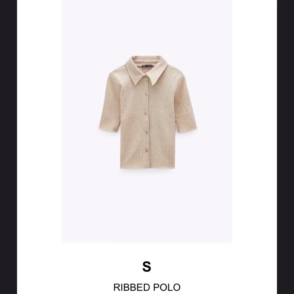 Zara knitted, ribbed cropped polo